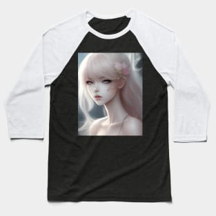 White Hair Anime Girl Style Cute Baseball T-Shirt